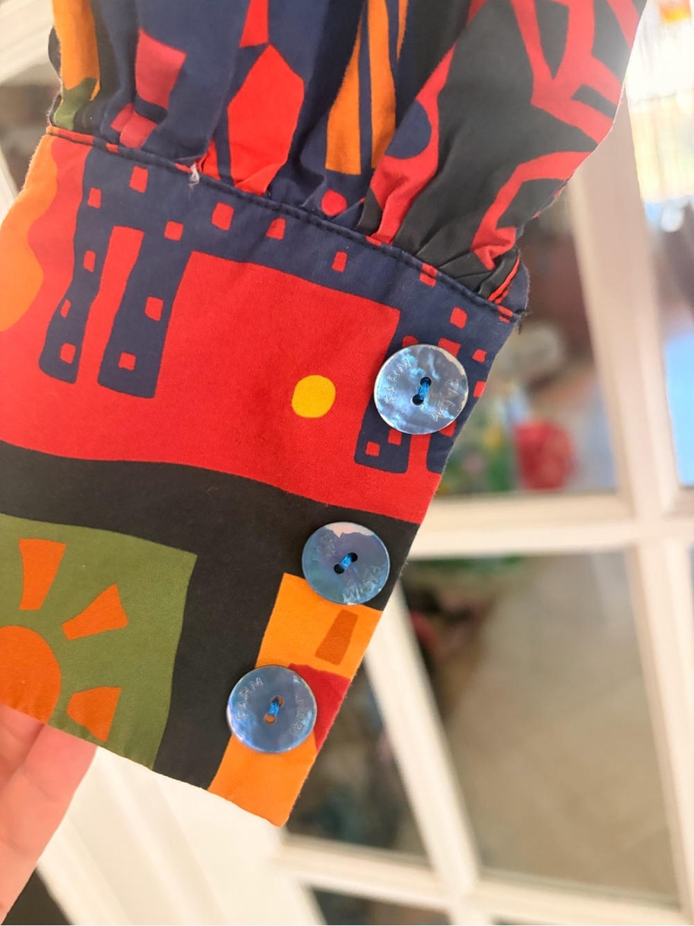 FARM Rio Multicolor Abstract Panel Print Button-Front Blouse - Picture 3 of 11